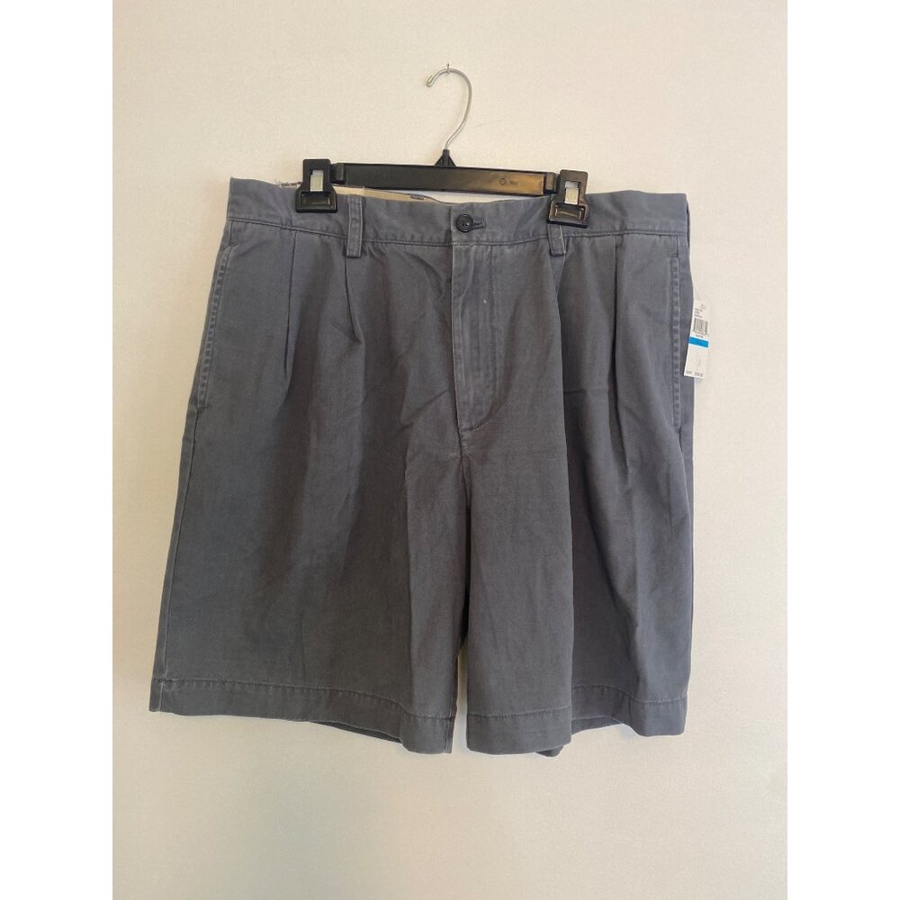 NWT Izod Men’s Saltwater Chino Shorts 36W Bluestone 100% Cotton Weathered Twill